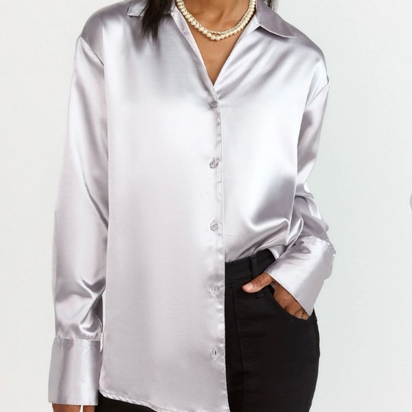 New York & Company Tops - New York & Company Silver Button Down Blouse